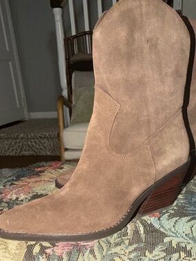 Dolce Vita Brown Suede Western Ankle Boots